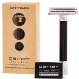 Parker Safety Razor Variant instelbaar dubbelzijdig veiligheidsscheermes en 5 premium messen - (metallic) grafiet