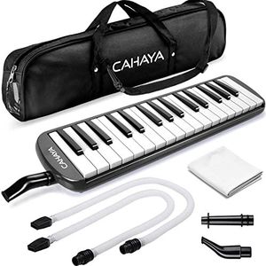 CAHAYA Melodica 32 toetsen voor kinderen, Melodica-instrument met draagtas, geschikt voor beginners, studenten, muzikaal cadeau voor jongens en meisjes, zwart CY0050-1