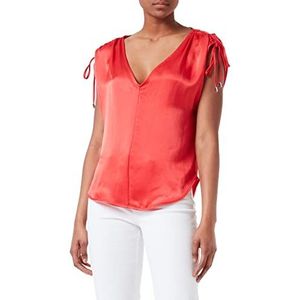 ESPRIT Collection Materiaalmix shirt met Lenzing™ EcoVero, rood, L