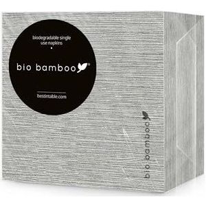 bio bamboo® - Verpakking van 50 wegwerpservetten COCKTAIL 25x25 donkergrijs van bamboevezel, biologisch afbreekbaar en composteerbaar