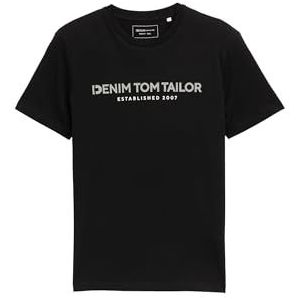TOM TAILOR Denim T-shirt voor heren, 35654 - zwart nepleer, XL