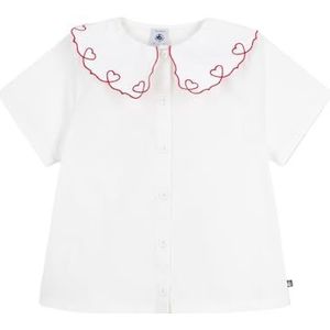 Petit Bateau Blouse voor kinderen van katoenen popeline, korte mouwen, effen, Ecu, 3 Jaren