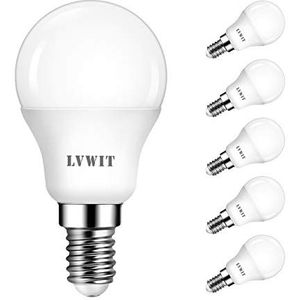LVWIT 6,5 W C35 led-kaarslampen E14, komt overeen met 60 W, gloeilampen, 6500 K, koudwit, 806 lm, niet dimbaar, 6 stuks