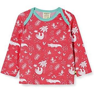 loud + proud Meisjesshirt met lange mouwen, allover print, organisch katoen, lange mouwen, roze (Azalea Aza), 62/68 cm