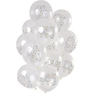 Folat 69400 ballonnen Origami 'Party' 30 cm - 12 stuks latex helium luchtballon, verjaardagsdecoratie, transparant, 30 cm