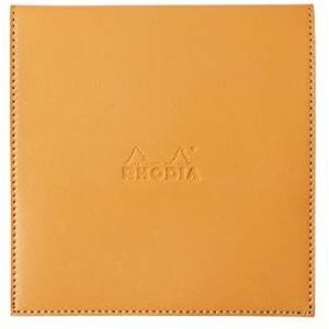 Rhodia 118148C vierkant notitieblok (met beschermhoes kunstleer, 16 cm x 16 cm, premium velijnpapier 80 g, ivoor, 80 vellen, geruit) 1 set, oranje
