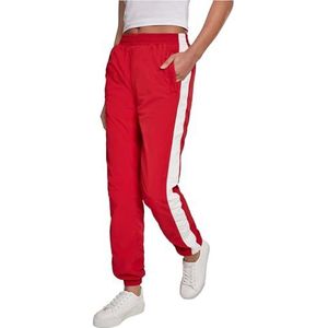 Urban Classics Trainingsbroek sportbroek dames gestreepte crinkle track pants, rood/wit, L