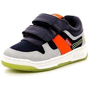 Kickers Kalido Sneakers voor kinderen, uniseks, marineblauw grijs oranje, 29 EU
