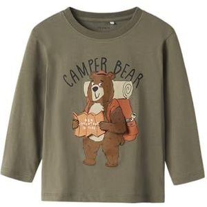Name It - NMMOLEN - T-shirt - Saliegroen - Lange Mouwen - Campingprint