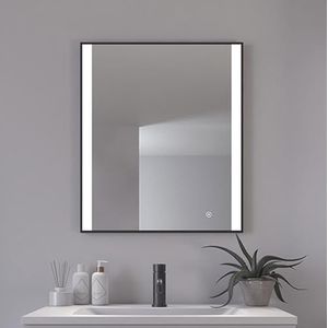 Loevschall Libra vierkante spiegel met verlichting, led-spiegel met touch-schakelaar, 600 x 700, badkamerspiegel met ledverlichting, verstelbare badkamerspiegel met verlichting