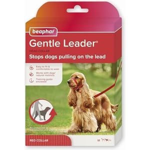 Beaphar | Zachte leider | Halsband voor middelgrote honden | Stopt met trekken aan de lijn | Trainingshulp met onmiddellijk effect | Onderschreven door gedragristen | Rood x 1