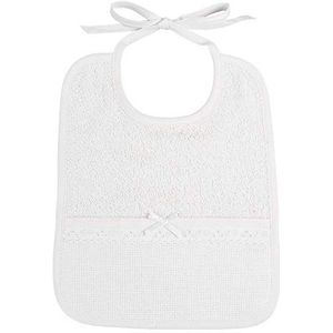FILET - Rechthoekig slabbetje met zak van Aida-stof om te borduren, gemaakt van witte katoenen badstof, details van Sangallo-kant, ideaal voor pasgeborenen, 100% Made in Italy, kleur wit