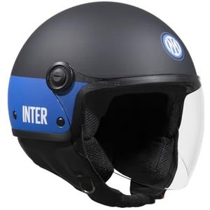 Tucano Urbano EL'JETTIN INTER Unisex Demi-jethelm, motorhelm gemaakt van polycarbonaat met originele grafische Inter FC. zomerhelm, winterhelm, ECE 22.06, officieel gelicentieerd product, zwart, maat