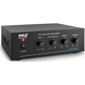 Pyle Bluetooth Audioversterker - 60W - Stereo Versterker met RCA - 2 Microfooningangen - 25,70 Volt Uitgangen - LED