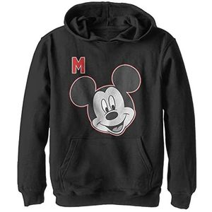 Disney Characters Letter Mickey Boy's Hooded Pullover Fleece, Zwart, Small, Schwarz, S