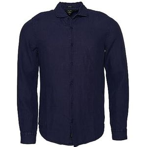 Superdry Studios Casual Linen L/S Shirt Heren Sweatshirt, Patriot Blue, S