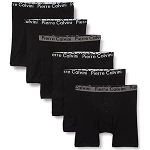 FM London Heren Pierre Calvini Button Fly Boxer Shorts (Pack van 6), Zwart, L