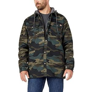 Dickies heren, unisex Fleece Hooded Duck Shirt Jacket met Hydroshield Werk praktische bovenkleding, Jager groene camouflage, S