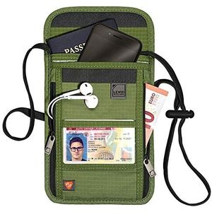 Lewis N. Clark RFID Neck Stash, olijf, één maat, RFID-blokkering stash nek portemonnee, reistas + paspoorthouder voor dames en heren