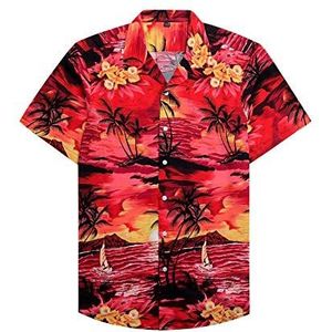 Alimens & Gentle 100% katoen, regular fit, korte mouwen, casual, Hawaiiaans shirt voor heren, 1609 kg, 6 Jahre