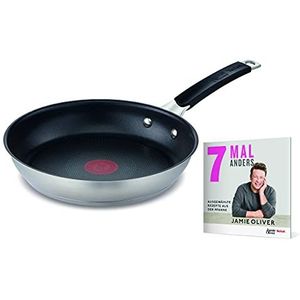 Tefal E51206 Jamie Oliver braadpan 5,5 cm inclusief receptenboekje | anti-aanbaklaag | veilig | thermo-signaal | geklonken handvat | geschikt voor inductie | gezond koken | roestvrij staal