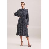 Seidensticker Damesjurk, regular fit, print, lange mouwen, hemdblousekraag, modieuze jurk, donkerblauw, 34