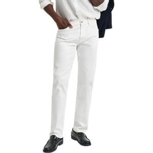 Gantvoor mannen. 1000304 Jeans Regular Fit wit (29/32), Casual, Katoen