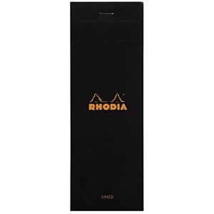 Rhodia - Ref 86009C - boodschappenlijstje pad (80 vellen) - nr. 8/74 x 210 mm groot, gevoerde linialen, 80 g/m² superfijn perkamentpapier, kartonnen achterkant - zwart
