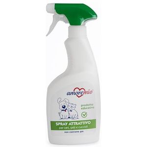AMORE MIO Lokmiddelspray voor honden, katten en puppy's, pedagogisch product voor kattentoilet, slaapzak, gewoonte, concealer-spray voor huisdieren, 500 ml