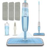 De microvezel vloerdweil van MEXERRIS voor het reinigen van vloeren, wordt geleverd met spray, geschikt voor vloeren van hardhout, tegels, laminaat, vlakmop met 3 herbruikbare microvezel pads en 1