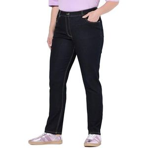 Ulla Popken Damesjeans, Mia Casual Pants, donkerblauw (dark blue denim), 32W / 32L