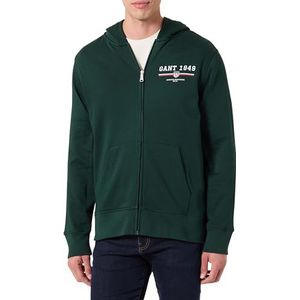 Gant - GRAPHIC FULL ZIP HOODIE - Tartan Green - Capuchonsweatvest - Met Kangaroozak