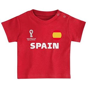 FIFA Unisex Kids Officiële Fifa World Cup 2022 Tee & Short Set - Spanje - Home Country Tee & Shorts Set (pak van 1), Rood/Wit, 18 Maanden