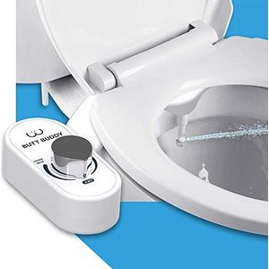 Butt Buddy - Bidet Toilet Seat Bevestiging & Zoetwatersproeier (eenvoudig te installeren, universele pasvorm, geen sanitair of elektriciteit vereist | Zelfreinigend mondstuk, instelbare drukregeling,