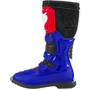 O'NEAL | Motocross Laarzen | Enduro Motorfiets | Comfort door Air-Mesh-Insole, vier gespen, hoge kwaliteit synthetisch materiaal | Laarzen Rider Pro | Volwassen | Wit Rood Blauw | Maat 44