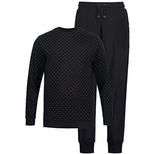 JP 1880 Heren grote maten grote maten Menswear L-8XL pyjama, buikfit, shirt met lange mouwen, lange broek, tot 8 XL zwart 5XL 812493130-5XL, zwart, 5XL
