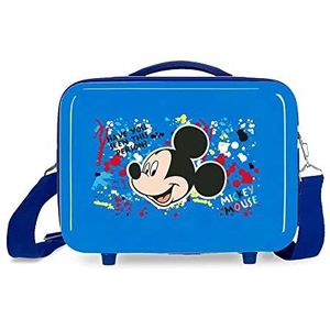Disney Mickey Colour Mayhem Toilettas, aanpasbaar, met schoudertas, blauw, 29 x 21 x 15 cm, stijf, ABS 9,14 l