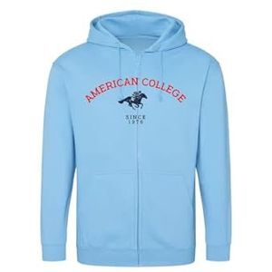 AMERICAN COLLEGE USA Sweatshirt met print, warme kleding, uniseks, kinderen, jongens en meisjes, casual, model ACSZW3, hemelsblauw, 16 jaar, Turkoois, 16 ans