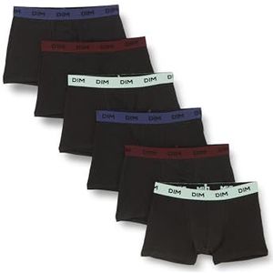 Dim Boxershorts voor heren, mix en kleuren, katoen, stretch, 6 stuks, Zwarte riem groen/blauw/rood, S