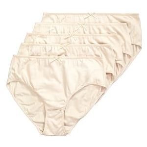 Ulla Popken Dames grote maten grote maten plus size slips, pak van 5, effen, tot maat 66/68, beige, 42-44
