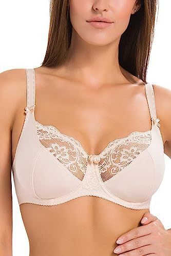 Teyli - Cotton Bra - Dames Beugel BH - Beige - Kanten Bies