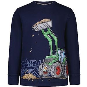 SALT AND PEPPER Sweatshirt voor jongens met bedrukt tractormotief van katoen, blauw, 116/122 cm