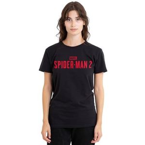 Spiderman Classic Gamerverse rood logo dames T-shirt, zwart, medium, Zwart, M