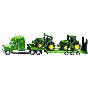 Siku 1837 - Aanhanger-vrachtwagen met 2 John Deere-tractore - 1:8 - Metaal/Kunststo - Groe