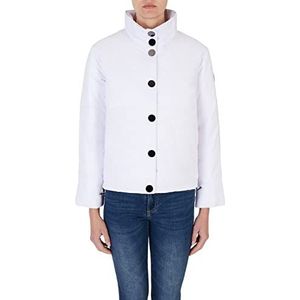 Armani Exchange Sustainable, Side Logo Tape, Knoopsluiting Geïsoleerd Jas, Optisch Wit, Klein, wit (optical white), S