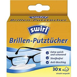 Swirl Bril poetsdoeken - alcoholhoudende vochtige brillenreinigingsdoekjes met anti-condens-effect, 30 stuks