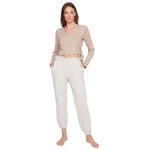 Trendyol Dames Loungewear Normale Taille Skinny fit Joggingbroek, Beige, S