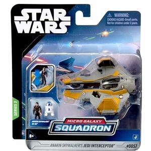Bizak Star Wars Micro Galaxy Squadron Interceptor Jedi Anakin Skywalker - 8 cm voertuig met 2 figuren à 2,5 cm (62610035)