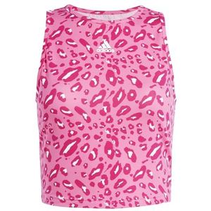 adidas Dames Essentials Animal-Print Crop Tank Top, off white/pulse magenta/bold pink, M