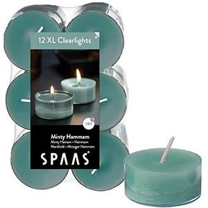 SPAAS 12 Maxi Clearlights Geur, theelichten in transparante cup, ± 8 uur - Minty Hammam
